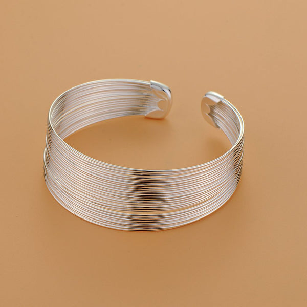 Lucky Silver - Silver Designer Wire Open Cuff Bangle LOCAL STOCK
