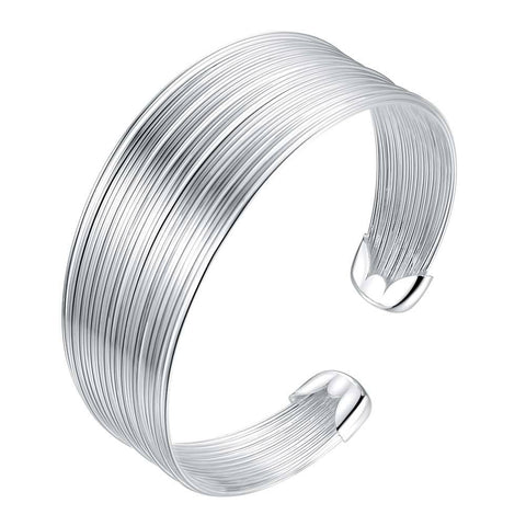 Lucky Silver - Silver Designer Wire Open Cuff Bangle LOCAL STOCK