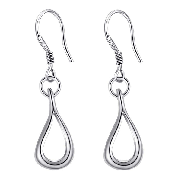 Lucky Silver - Silver Designer Open Tear Drop Hanging Earrings - LOCAL STOCK - LSE210