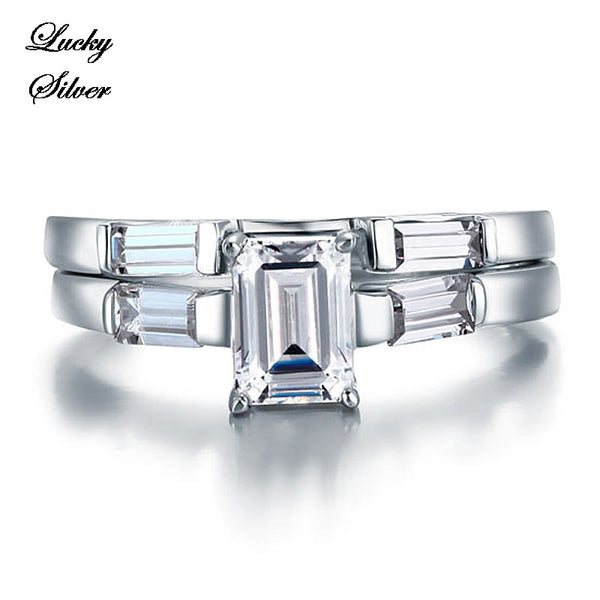 1 Carat Solid 925 Sterling Silver Bridal Wedding Engagement Ring Set - LS CFR8029
