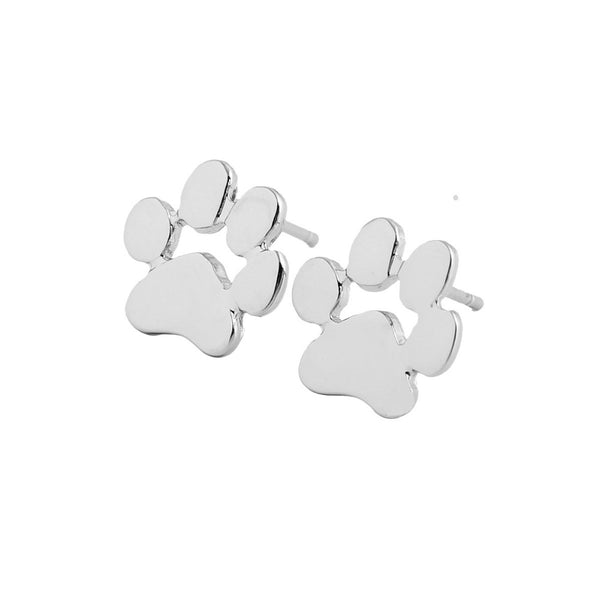 Silver Designer Dog Paw Earrings