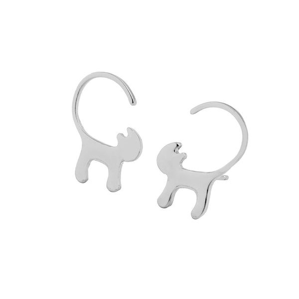 Silver Designer Cat Earrings