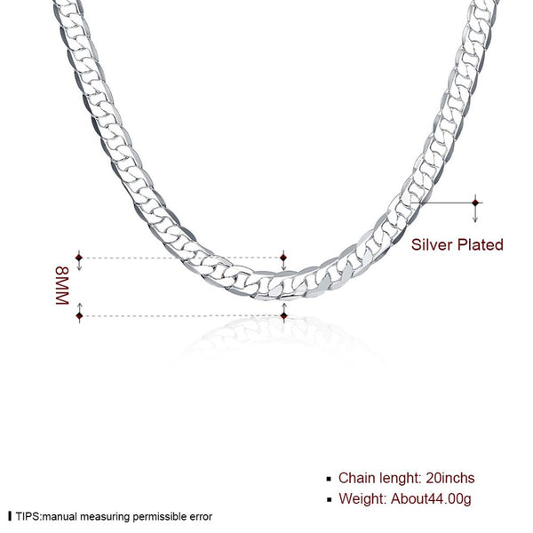 Silver Curb Chain 20inch 8mm LSN034