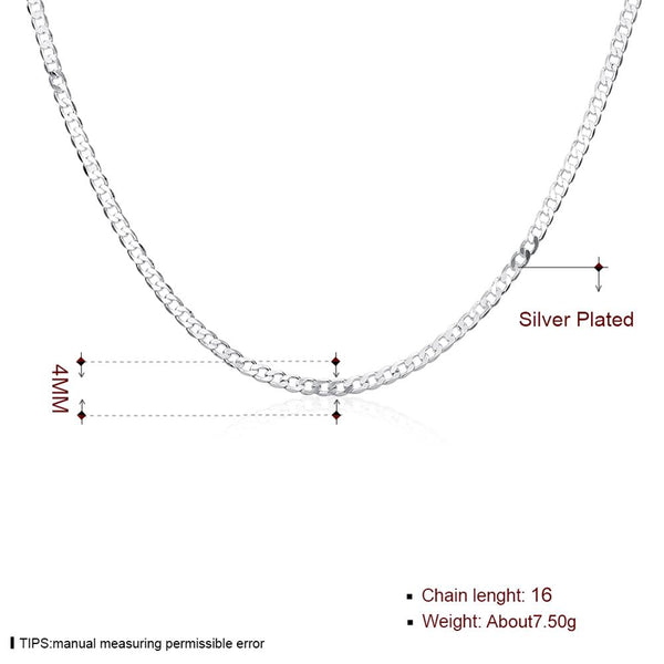 Silver Curb Chain 16inch 4mm LSN132-16