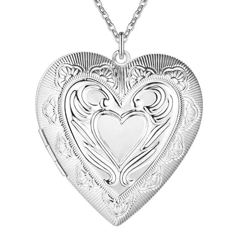 Lucky Silver - Silver Designer Locket Necklace with Heart Motive - LOCAL STOCK - LSN1450