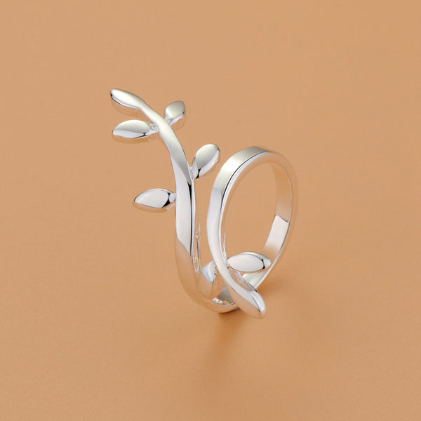Lucky Silver - Silver Designer Adjustable Leaf Ring - LOCAL STOCK - LSR252