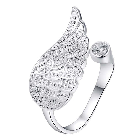 Lucky Silver - Silver Designer Angel Wing Adjustable Ring - LOCAL STOCK - LSR274
