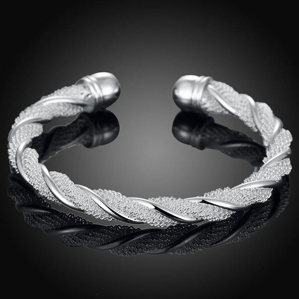 Lucky Silver - Silver Designer Spiral Open Cuff Bangle - LOCAL STOCK - LSB020