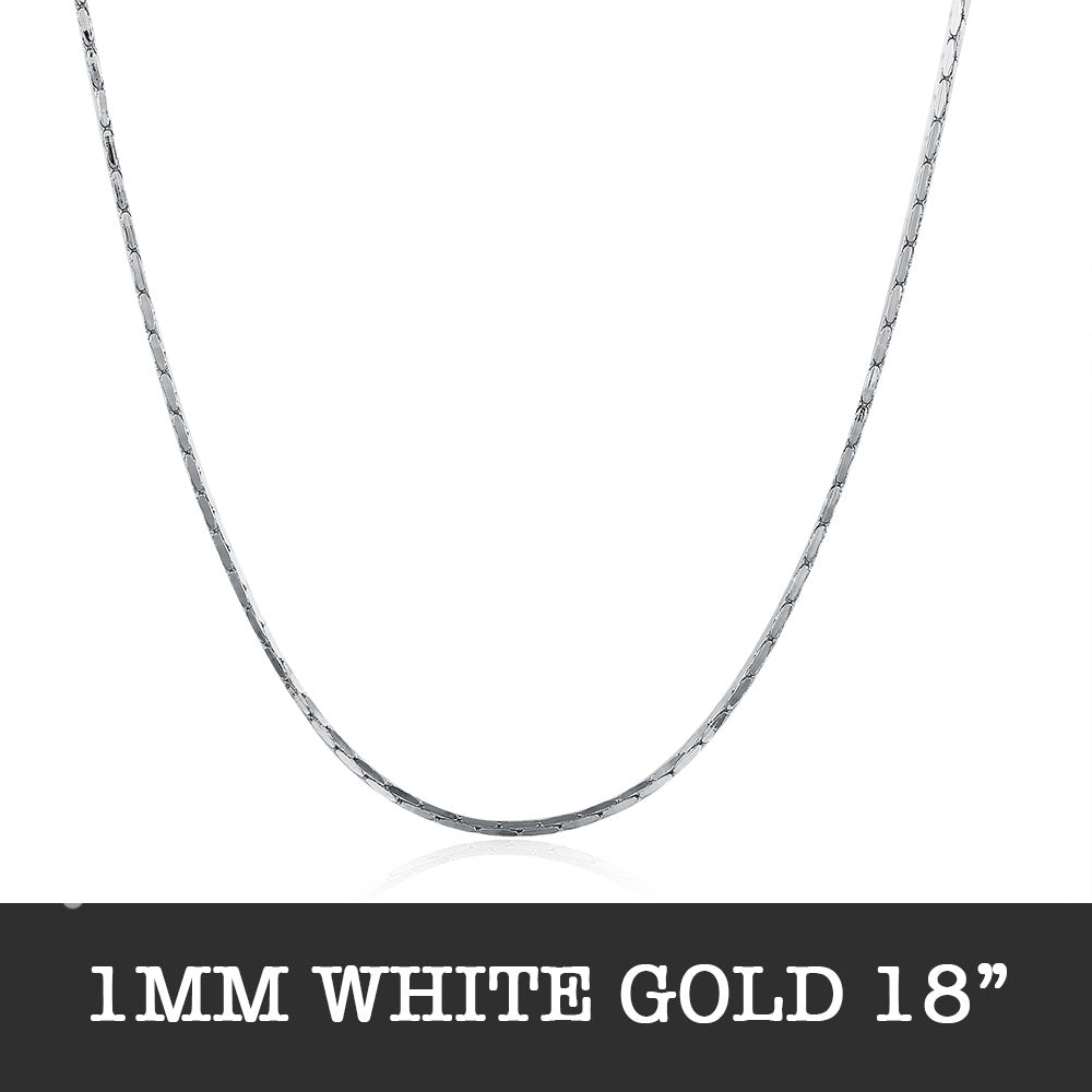 White Gold Chain 18inch 1mm LSC007