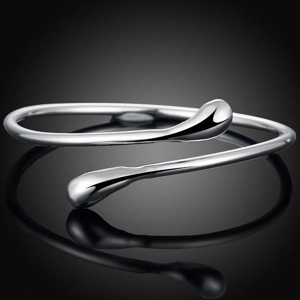 Lucky Silver - Silver Designer Teardrop Bangle - LOCAL STOCK - LSB005