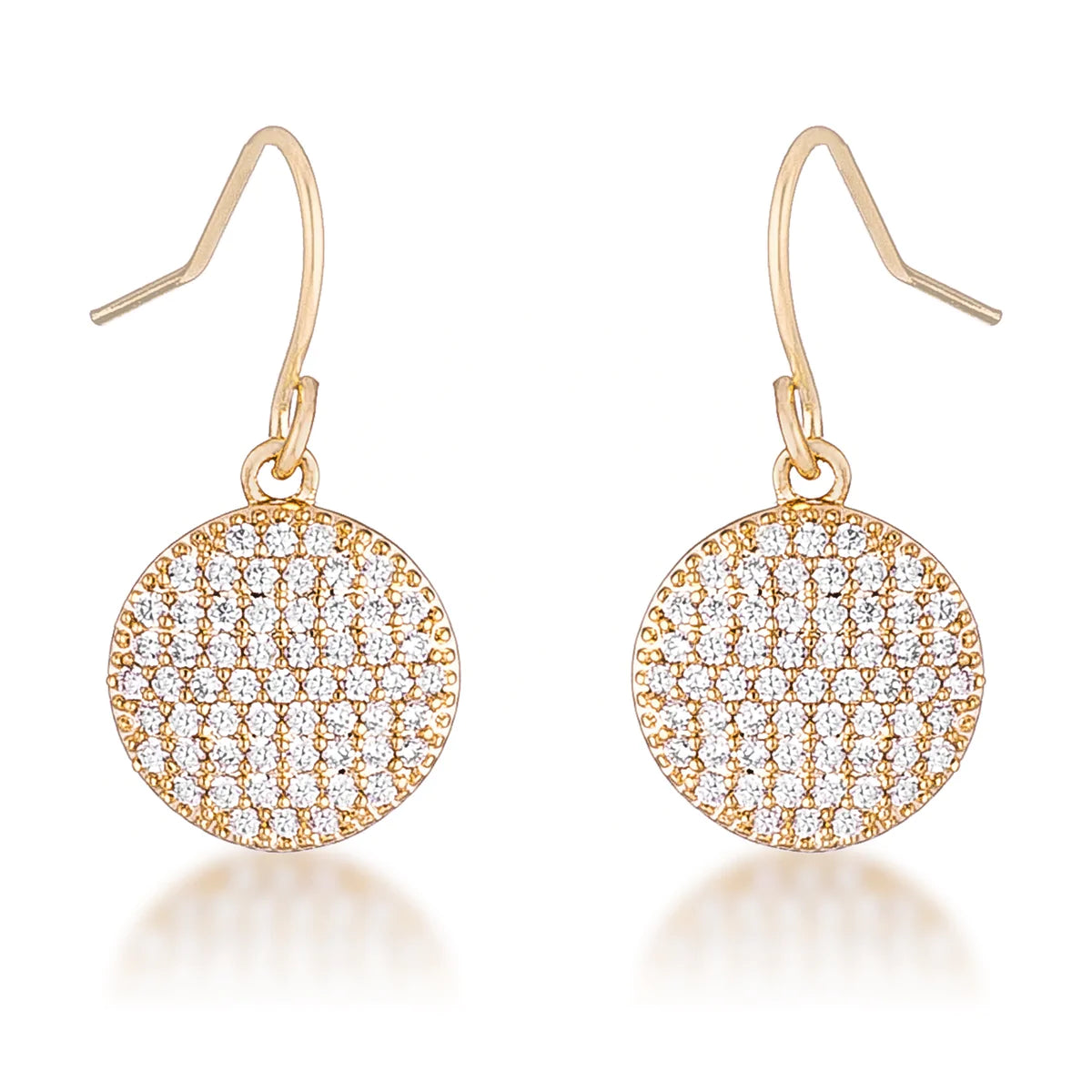 USA IMPORT .6 Ct Elegant CZ Gold Plated Disk Earrings LS E50188G-C01
