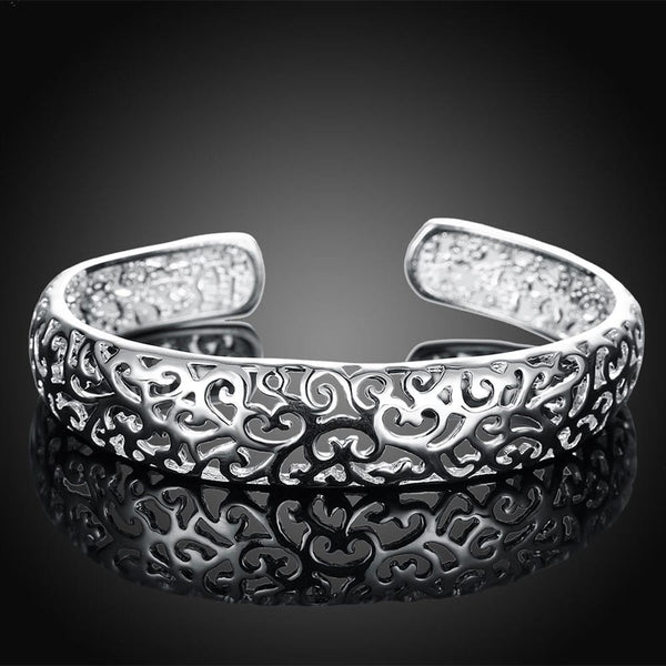 Lucky Silver - Silver Designer Open Cuff Filigree Bangle LOCAL STOCK - LSB144