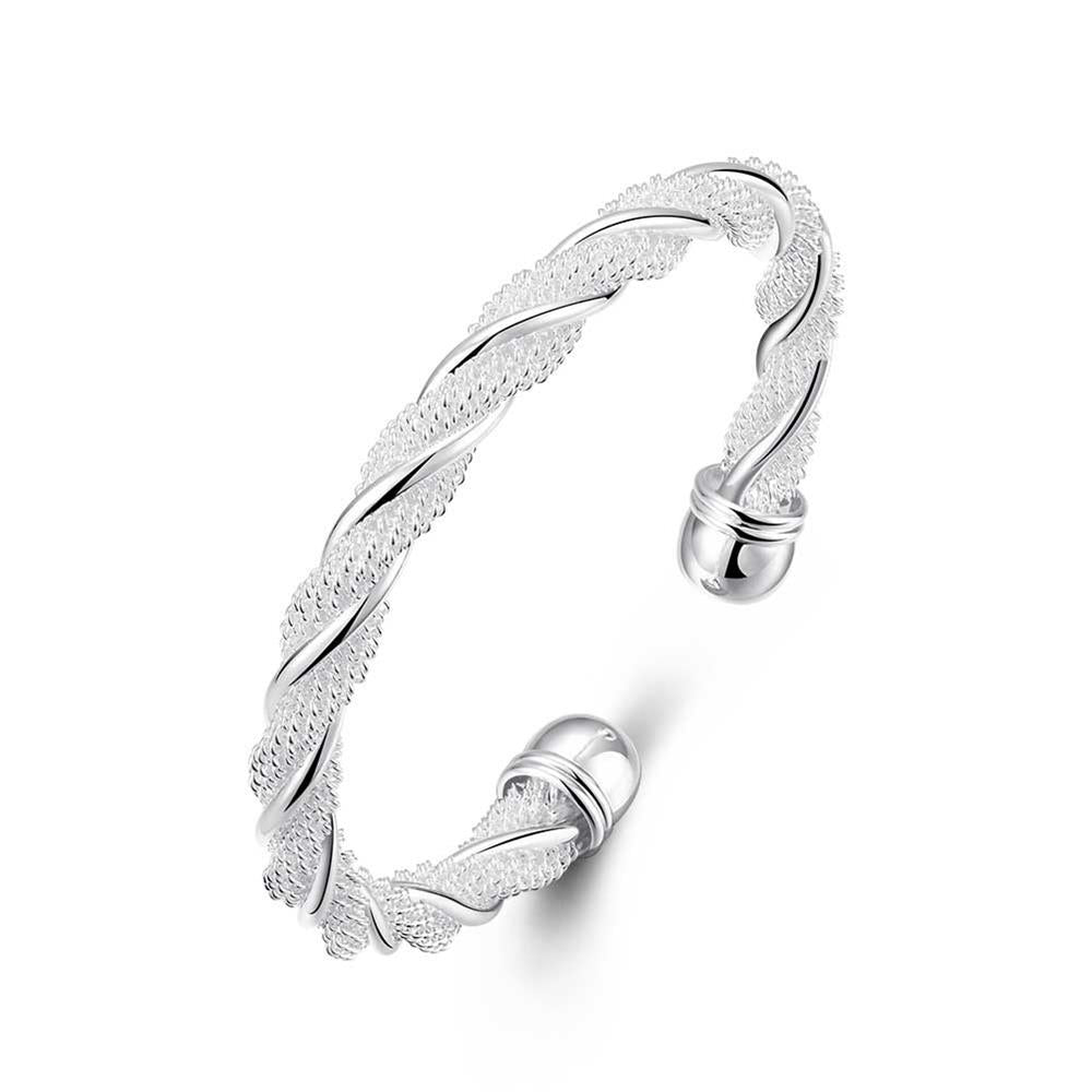Lucky Silver - Silver Designer Spiral Open Cuff Bangle - LOCAL STOCK - LSB020