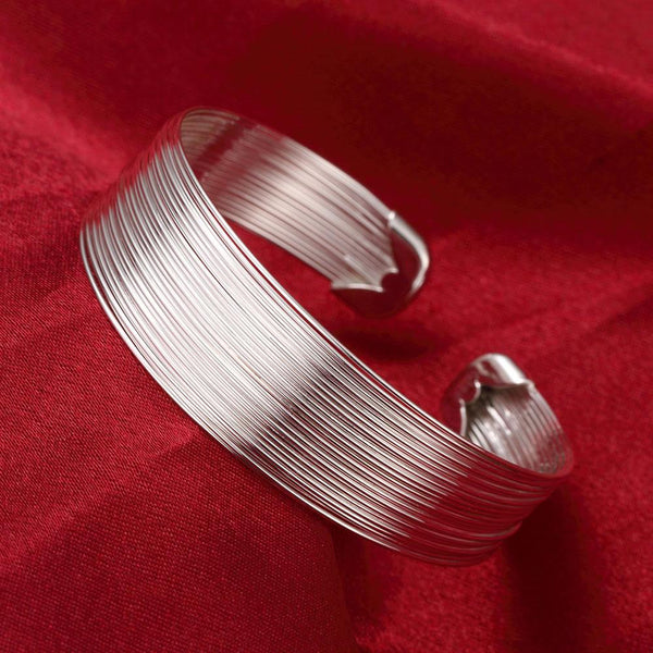 Lucky Silver - Silver Designer Wire Open Cuff Bangle - LOCAL STOCK - LSB023