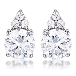 USA IMPORT Simple Rhodium Plated 9mm Clear CZ Stud Earring LS E50192R-C01