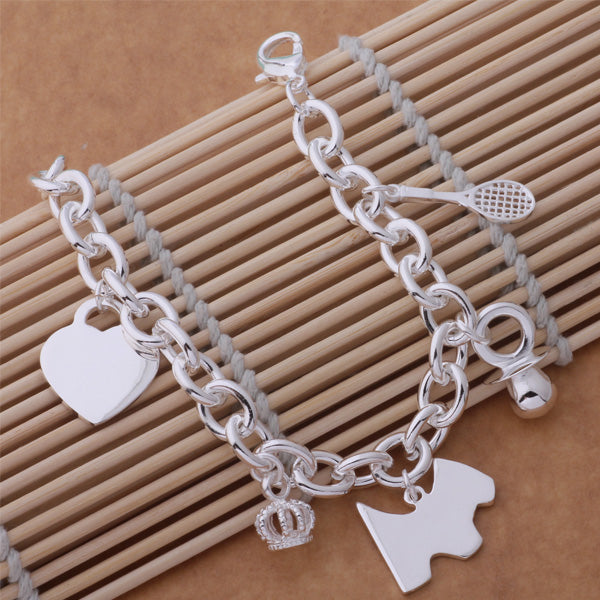 Silver Dog Heart Charm Bracelet- LS AB247