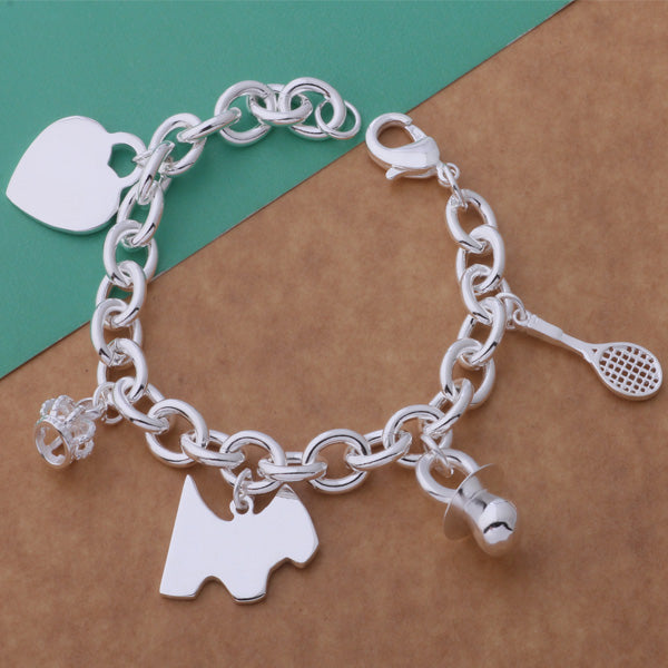 Silver Dog Heart Charm Bracelet- LS AB247