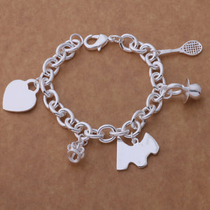 Silver Dog Heart Charm Bracelet- LS AB247