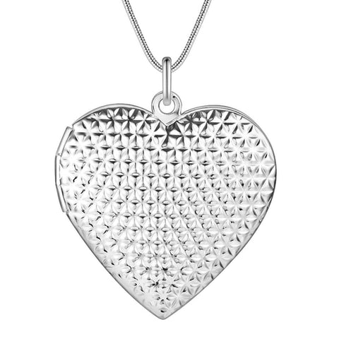 Silver Heart Locket Necklace- LS AN730