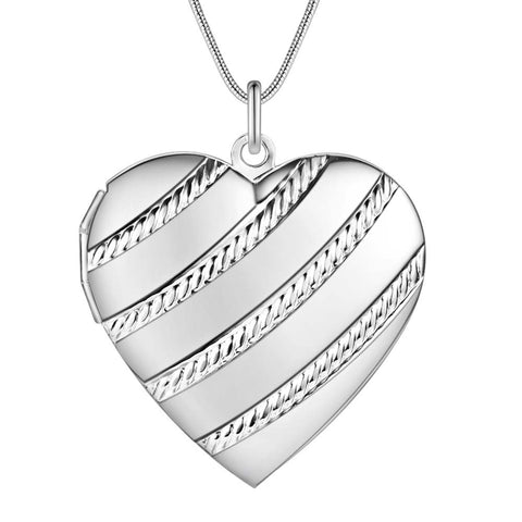Silver Heart Locket Necklace- LS AN731