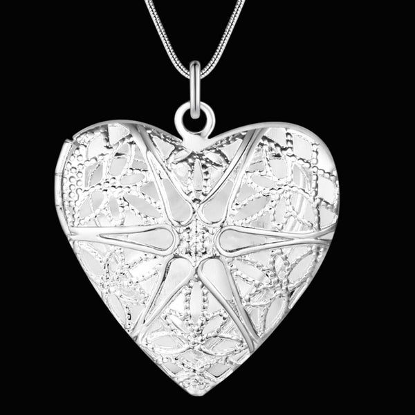 Silver Heart Locket Necklace- LS AN735