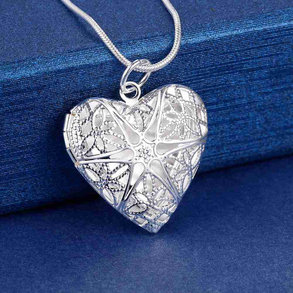 Silver Heart Locket Necklace- LS AN735