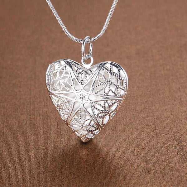 Silver Heart Locket Necklace- LS AN735