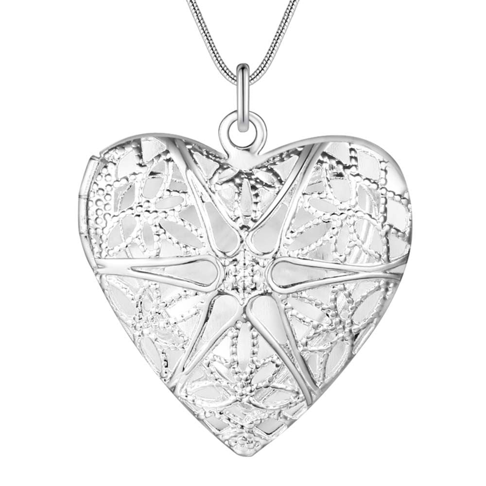 Silver Heart Locket Necklace- LS AN735