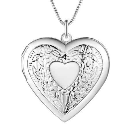 Silver Heart Locket Necklace- LS AN736