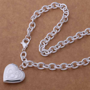 Silver Heart Locket Necklace- LS AN749