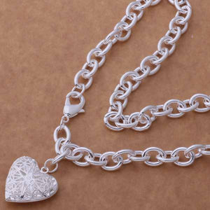 Silver Heart Locket Necklace- LS AN752