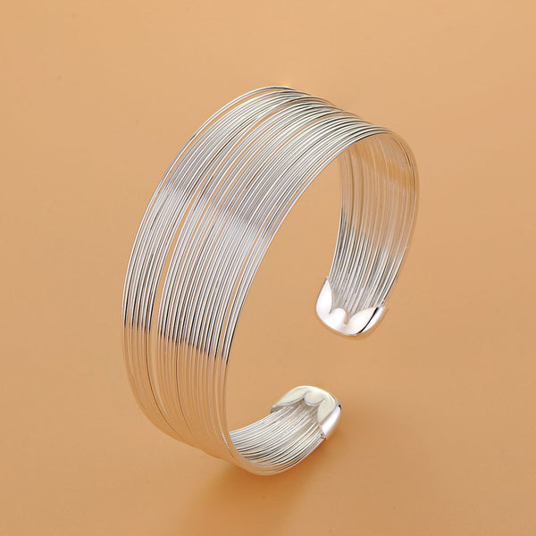 Lucky Silver - Silver Designer Wire Open Cuff Bangle LOCAL STOCK