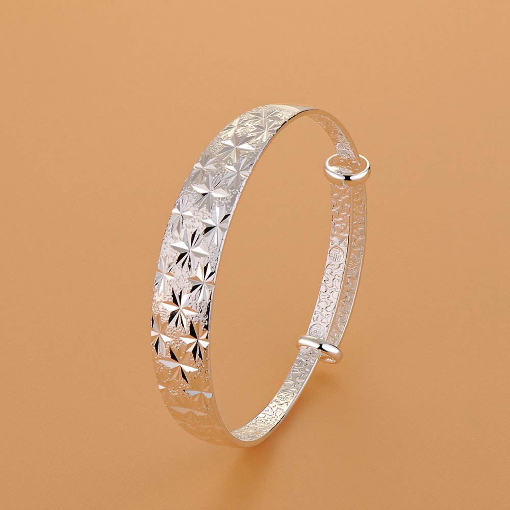 Silver Designer Bangle AS137 – Lucky Silver