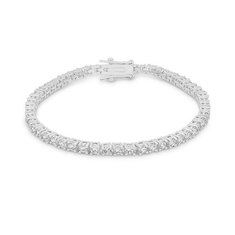 Silvertone Finish Victorian Cubic Zirconia Tennis 7 Inch Bracelet - B01003R-C01