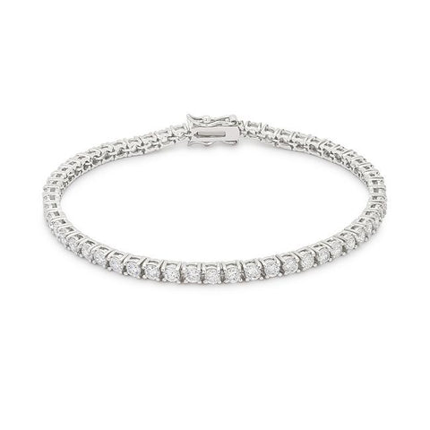 Silvertone Finish Victorian Cubic Zirconia Tennis 8 Inch Bracelet - B01003R-C01-8IN