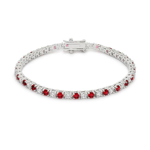 Ruby Red Cubic Zirconia Tennis Bracelet - B01003R-C10