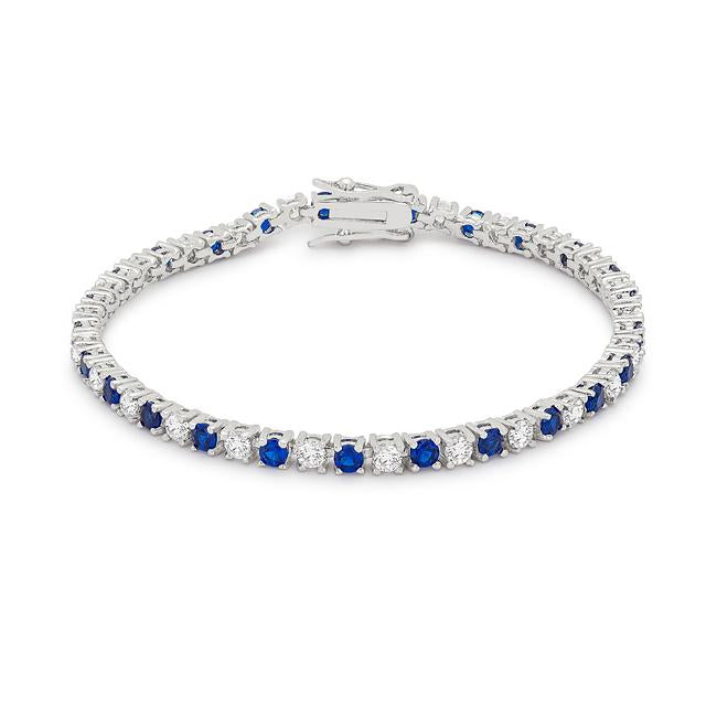 Sapphire Blue 6.3 Inch Cubic Zirconia Tennis Bracelet - B01003R-C30-6.3IN