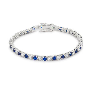 Sapphire Blue 6.3 Inch Cubic Zirconia Tennis Bracelet - B01003R-C30-6.3IN