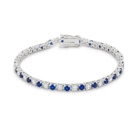 Sapphire Blue Cubic Zirconia Tennis Bracelet - B01003R-C30
