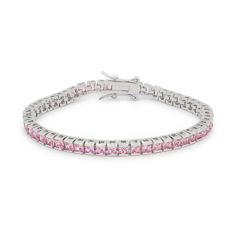 Pink Cubic Zirconia Tennis Bracelet - B01025R-V12