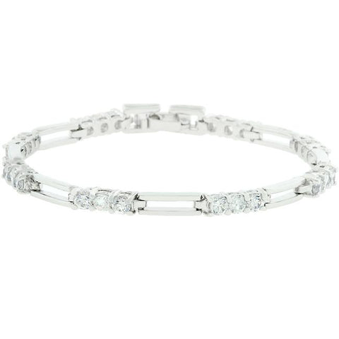 Elegant Triplet Cubic Zirconia Bracelet - B01065R-C01-6.5IN