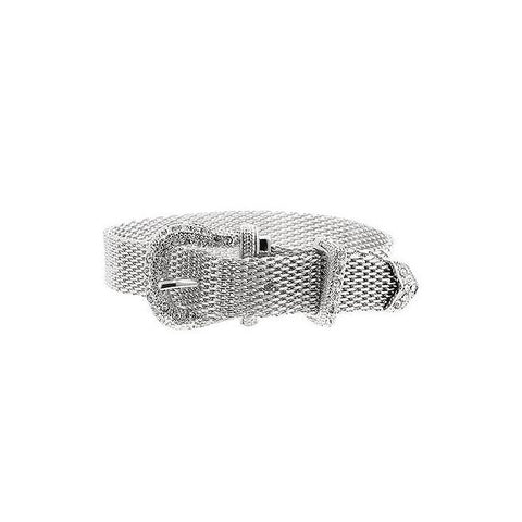 Silvertone Finish Buckle Bracelet - B01198R-C02
