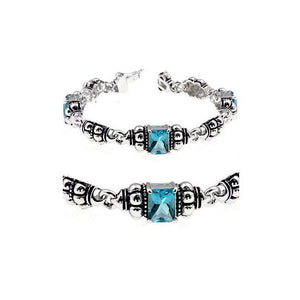 Aqua Cubic Zirconia Ball Bracelet - B01296R-C32