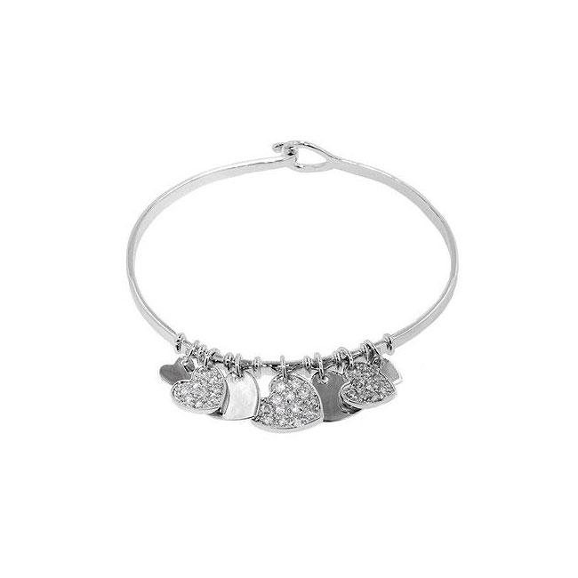 Pave Hearts Charm Bracelet - B01309R-C01