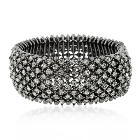 Black Rhodium Cubic Zirconia Stretch Bracelet - B01452B-C01