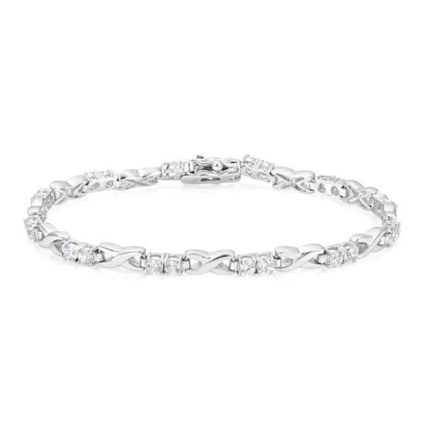 Alternating CZ Link Tennis Bracelet - B01477R-C01