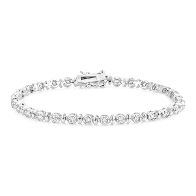 Alternating Bezel Cubic Zirconia Bracelet - B01480R-C01