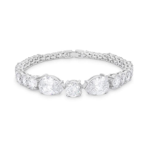 Elegant Pear and Round Cubic Zirconia Tennis Bracelet - B01486R-C01