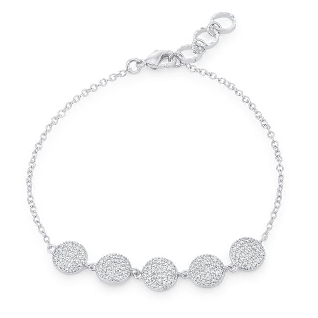 Carol 0.8ct CZ Rhodium Pave Disc Bracelet - B01492R-C01