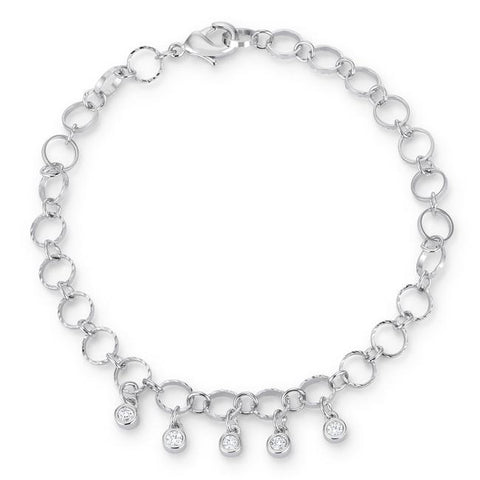 Stunning 8" Rhodium Bracelet with CZ Charms .55 Ct - B01495R-C01